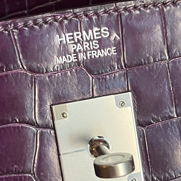 Hermes Birkin 35 Amethyst Crocodile Porosus bag - Picture 9 of 16